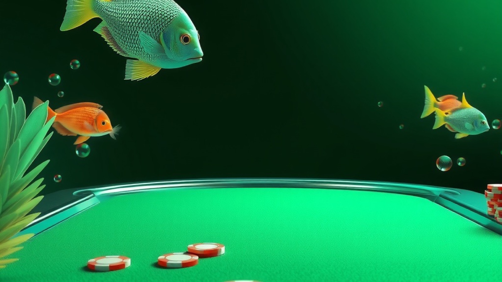 You Rummy rummy table scene with chrome chip stacks on green baize