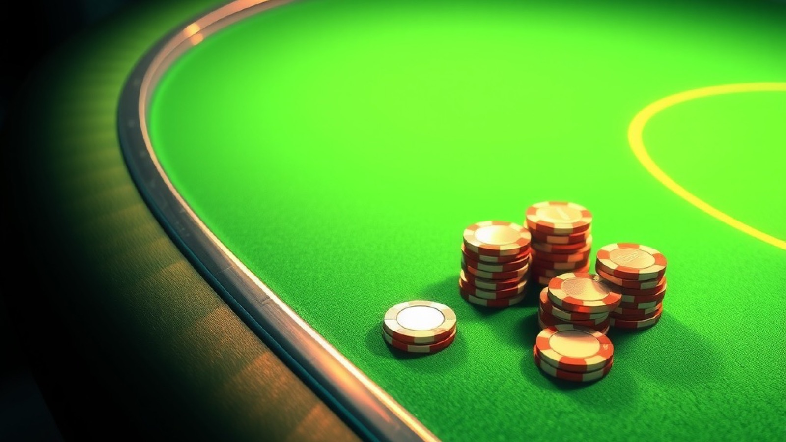 You Rummy rummy table scene with chrome chip stacks on green baize