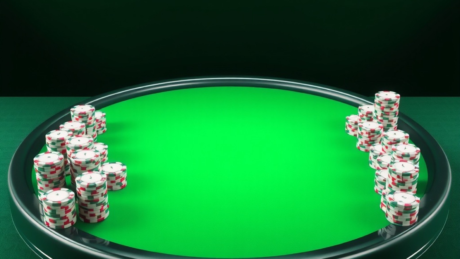 You Rummy rummy table scene with chrome chip stacks on green baize
